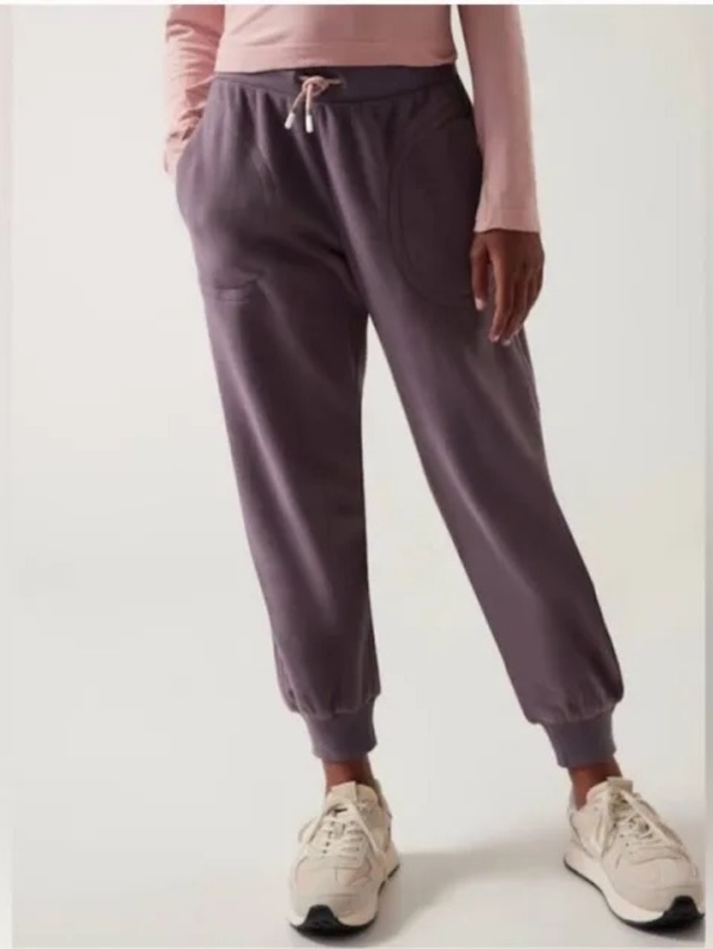 NEW 6 XS Athleta Girl Cold Snap Jogger Purple Dusk Violet Fleece Pink Pockets